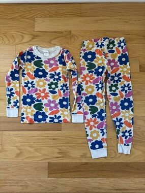 Hanna Andersson Floral Thermal Pajama Set - Blue, Pink, Orange, Yellow, Green